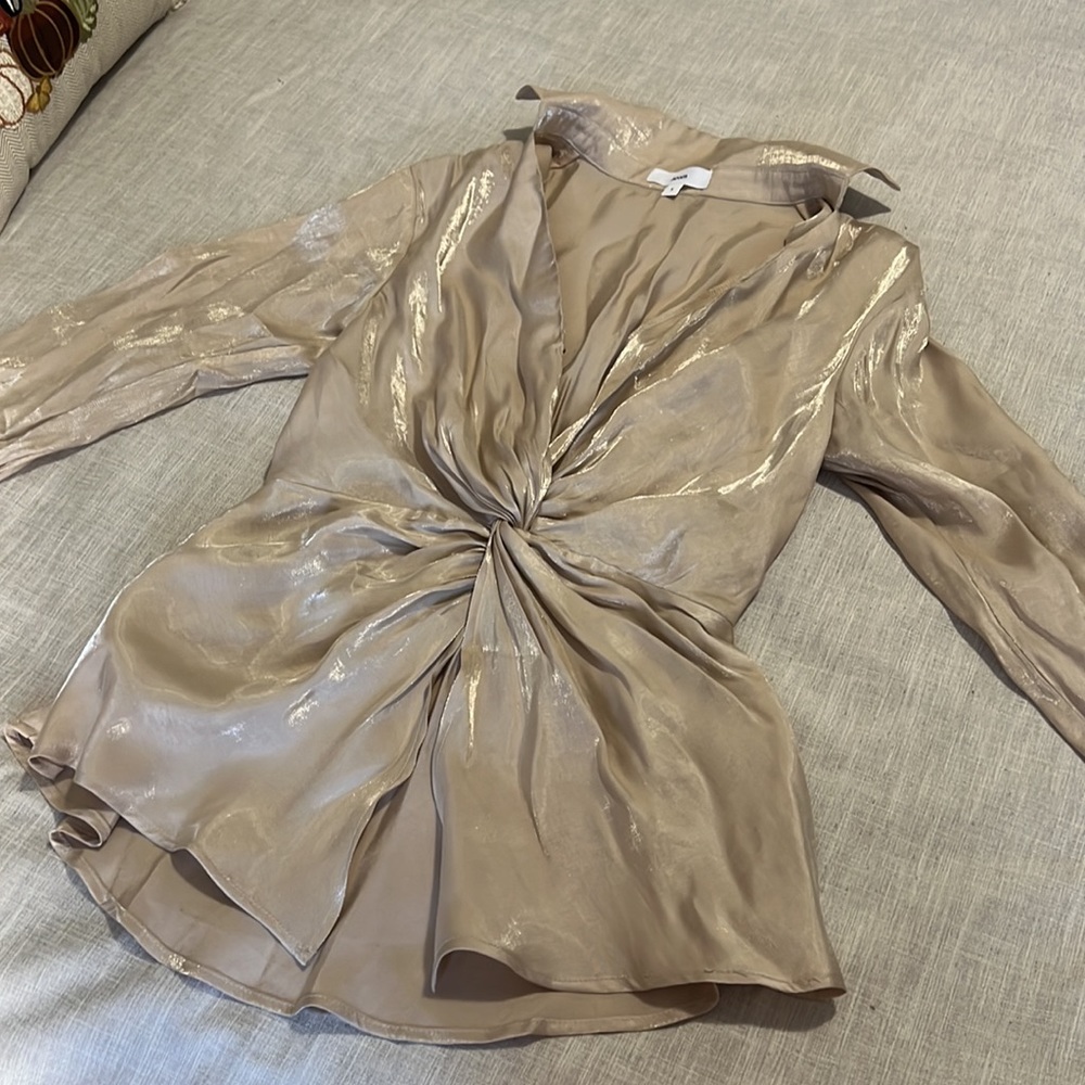 SATIN COLLARED TWIST BLOUSE